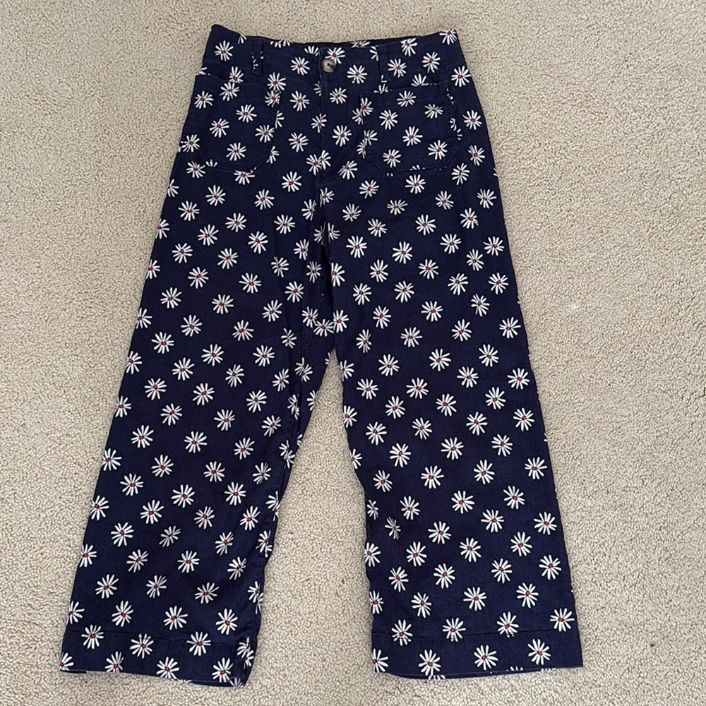Anthropologie Dark Blue Daisy Pants